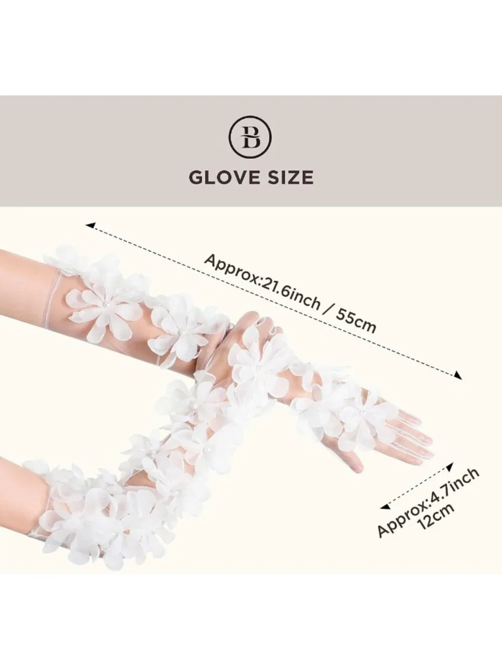 Elegant Long Tulle Mesh Gloves for Women | 3D Floral Tea Party Accessories